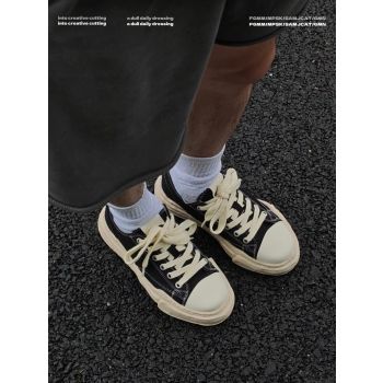 Canvas Sneakers Platform Sneakers Height-Increasing Shoes Unisex Casual Shoes - Black and white - Size 5(AU5/EU36)