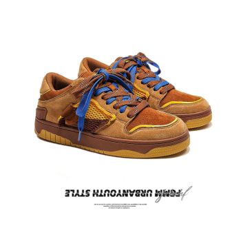 Vintage Sneakers Retro Skate Shoes Couple Matching Shoes Unisex Canvas Shoes - Camel - Size 9(AU9/EU40)