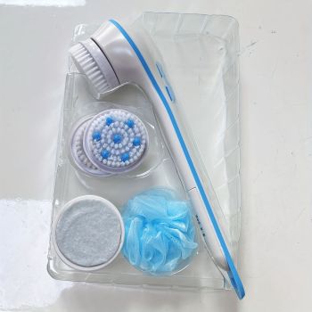 Electric Bath Brush Soft Bristle Body Scrubber Long Handle Back Scrubber Dorm - White - Size 01