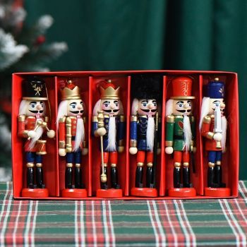 Nutcracker Soldier Figurine Set, Christmas Decorations, Birthday Gift, Hand-painted Nutcrackers, Holiday Decor, Australian Christmas Decor, Kids Gift, Figurine Collection, Festive Home Decor - Red - Size 6pcs