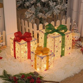 Christmas gift box, LED decorative lights, holiday decor, festive room decoration, battery operated Christmas lights, gift box lights, Australian Christmas decorations - Christmas - Size 4
