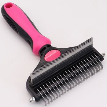 Pet Hair Remover Brush Double-Sided Pet Brush Pet Grooming Tool Dog Brush Cat - Gray - Size Small size -fine teeth 67