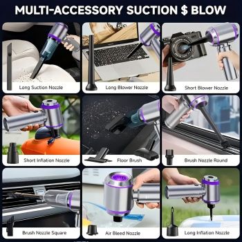 Portable Wireless Vacuum Cleaner 20000PA Vacuum 4-In-1 Vacuum Hand-Held - Gray - Size Brush - less motor with three - gear adjustment and power display