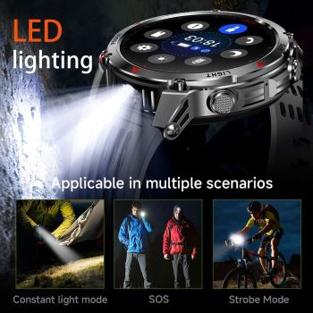 Men'S Outdoor Smart Watch GPS Sports Watch Water-Resistant Smart Watch Wireless - Black orange - Size 01