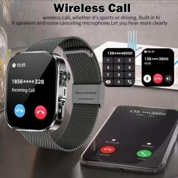 Unisex Smart Watch Stainless Steel Strap Fitness Tracker Call Reminder Message - Black - Size 01