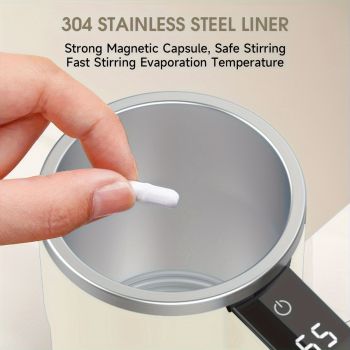 Self-Stirring Coffee Mug Automatic Stir Mug LED Temperature Mug Rechargeable - Beige - Size 380ML