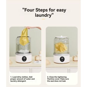 Portable Washing Machine Travel Washing Machine USB Rechargeable Washing - White - Size 1689