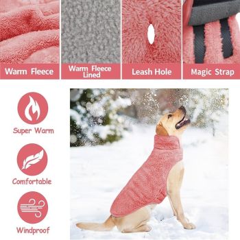 Pink XL Dog Fleece Vest, Super Warm & Windproof Winter Coat for Large Dogs