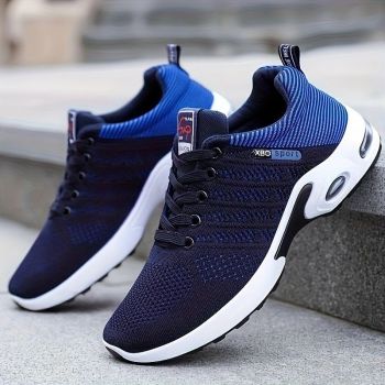 Men's Fashion Sneakers with Breathable Mesh and Cushioned Sole - Blue - Size 6(AU6/EU39)