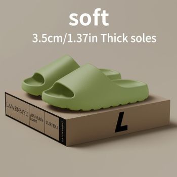 Unisex Soft Thick-Sole Slippers – 3.5cm Cushioned Comfort - White - Size 8(AU8/EU39)