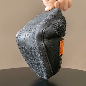 Men's Suede Slippers with Fleece Trim - Gray - Size 13(AU13/EU46)