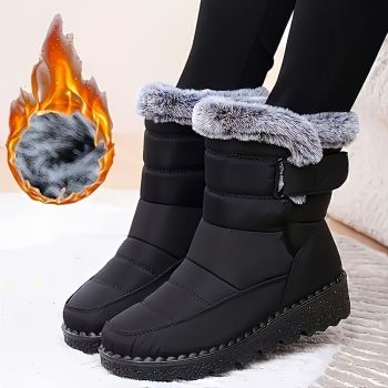 Women's Faux-Fur Trimmed Snow Boots - Coffee - Size 8(AU8/EU36)