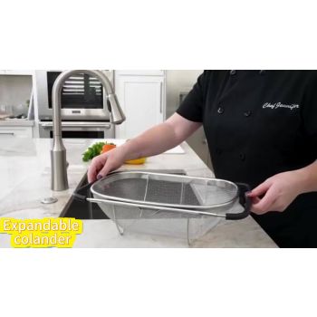 Black Gray Over-Sink Colander Stainless Steel Colander Kitchen Sink Colander Fruit And