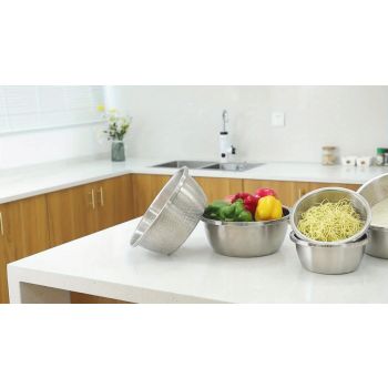 2-Piece Stainless Steel Micro-Perforated Strainer Bowls, Multipurpose Colanders and Mixing Bowls
