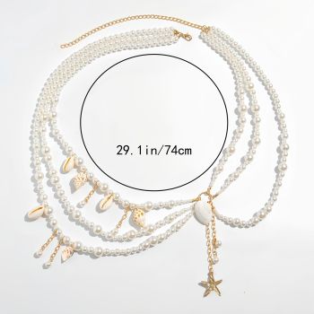 Pearl and Shell Waist Chain, Women's Beach-Inspired Jewelry