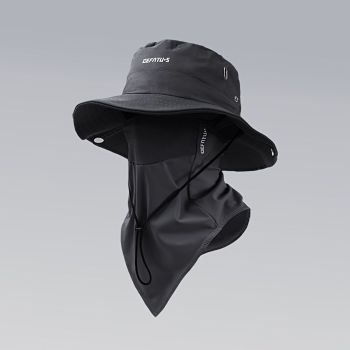 2 pcs (hat + mask) Outdoor wide-brimmed sun hat, pure color foldable hat brim, beach fishing hat, suitable for beach fishing hiking, outdoor work, breathable, drawstring closure, men's and women's, elastic breathable mesh ice silk mask can block mosquitoe