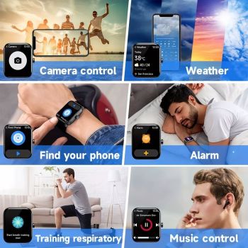 Smartwatch, men's and women's, 4.95cm fitness tracker, supports answering/making calls, wireless/睡Sleep tracking / 50 exercise modes, fitness watch, holiday gift, Valentine's Day gift