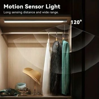 Four multi-size magnetic LED motion sensor lights (three colors adjustable), USB rechargeable cabinet light, LED motion sensor light strip, indoor motion sensor lighting for bedroom, kitchen, corridor, stairs, wardrobe, garage, bathroom - Home night light