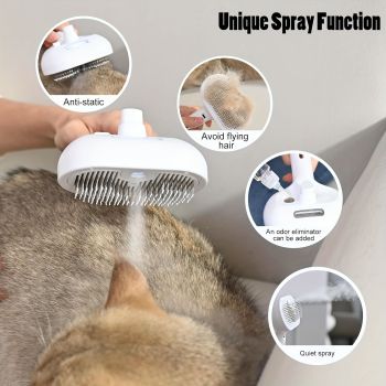 3-in-1 automatic cleaning steam pet brush - anti-static, suitable for long-haired and short-haired cats and dogs grooming tools, remove loose hair and reduce shedding
