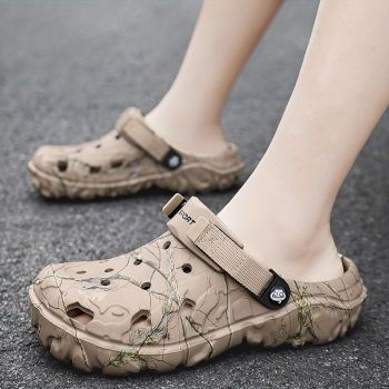 Croc-Style Clogs Anti-Slip Shoes Breathable Clogs Lightweight Footwear Fashion - Khaki - Size 10(AU10/EU43)