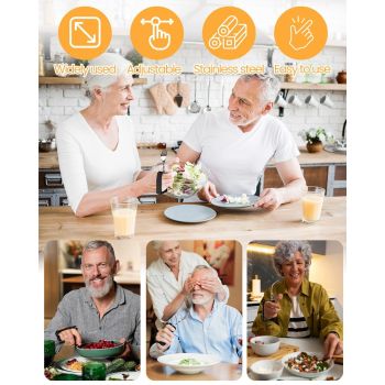 Bendable Adaptive Utensils for Elderly, Disabled People, Parkinson’s, Arthritis, Hand Tremors, Weak Hand Grip & Handicapped, Arthritic Hands-Non Slip Handles - Black - Size 3 Pack