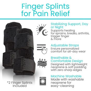 Finger Splint - Universal Finger Straightener - Broken and Trigger Finger Splints - Brace for Arthritis Pain and Support - Sprain Relief for Middle, Index, Ring, Pinky Fingers - Blue - Size 2 Pack