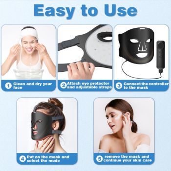 Red Light Therapy for Face, Red Light Therapy Mask, 7 Colors LED Facial Mask for Wrinkle Remove & Anti Aging, Skin Care Home Use, Black