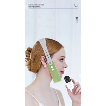 Smart V-Face Beauty Device with Red/Blue Light & Microcurrent - 8 Modes, Adjustable Intensity, Constant Heat Massager for Skin Tightening & Contouring, Wireless Remote Included - Green - Size 200mm