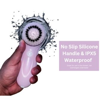 Electric Face Brush – Advanced Face Cleansing Brush with 3 Interchangeable Heads & 2 Speeds - HERPLA Premium Face Scrubber & Massaging Tool Device for Men & Women Suitable for All Skin Types - Pink - Size 166mm