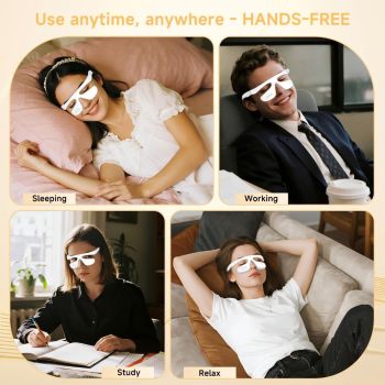 Under Eye Red Light Therapy Glasses, Eye Massager Devices for Relieve Eye Bag, Reducing Dark Circles and Puffiness, Smoothing Fine Lines with Microcurrent, Red-Light & Heat & Mood & Sleep Enhancement