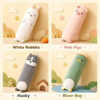 Long-Shaped Pillow Plush Pillow Hugging Pillow Soft Pillow Sleeping Pillow Gift - Brown - Size 33in