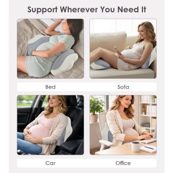 Pregnancy Pillows for Sleeping, Memory Foam Maternity Pillow Support for Back Belly HIPS, Adjustable Travel Wedge Pillow for Pregnant Women, Side Sleeping Pregnant Pillows with Cooling Pillowcase - Gray - Size 27.5in