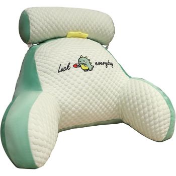 Reading Pillow for Kid Or Adult Large Back Pillow for Sitting Up in Bed Detachable Neck Roll with Arms Large Bed Rest Pillow Back Pillow for Sitting in Bed Watching TV Reading - Gray - Size 70*50CM