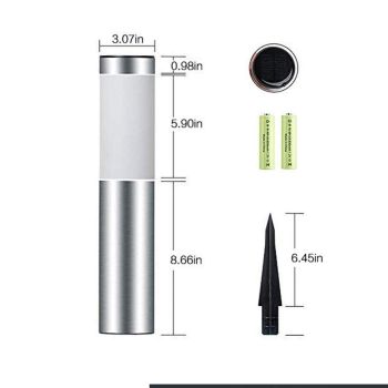 Solar Powered Stainless Steel Landscape Stick Lamp LEDs Outdoor Lawn Light for Garden Pathway and Courtyard Decoration Easy Installation Hour - Silver - Size 1 Pack