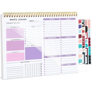 4Pack Weekly To Do List Notepad, 8.5"x11" Desk Planner 52 Sheets, 100GSM Paper Undated Habit Planner, Productivity Organizer Notepad, for Home School Office Work, Travel, College Essentials - Green - Size 4Pack