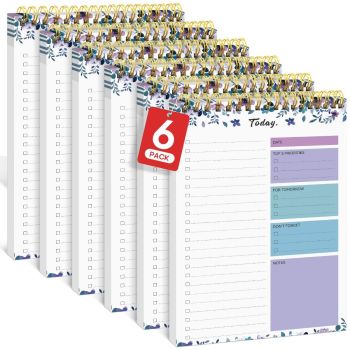1Pack To Do List Notepad, Undated Daily Planner for Work and Goal Setting Greenery Sway, 52 Sheets, 9.8" x 6.5" , for Office, Home and school, Daily Task Planning, Notes and Everyday Organization - Purple - Size 1Pack
