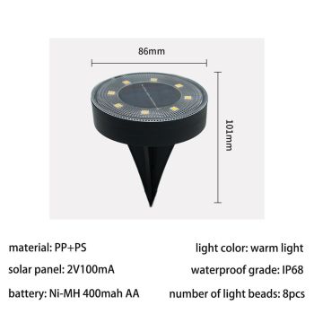 Solar Ground Lights Garden Lights Outdoor Lights Waterproof Lights LED Lights - Warm White - Size 4 Pack