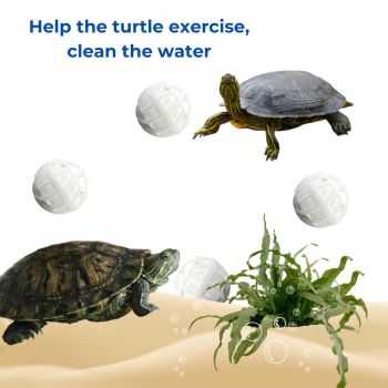 Fish Feeding Box Ring for Turtle with Filter Ball Set, Fish Feeder Ring and Nitrifying Ball, Betta Feeding Floating, Turtle Enrichment Toys, Floating Betta Food Holder (Clear，2Pcs） - Clear - Size M