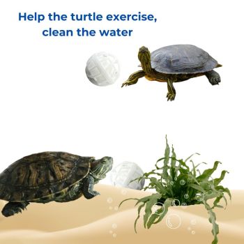 Fish Feeding Box Ring for Turtle with Filter Ball Set, Fish Feeder Ring and Nitrifying Ball, Betta Feeding Floating, Turtle Enrichment Toys, Floating Betta Food Holder (Clear，2Pcs） - Clear - Size S