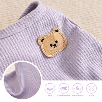 3PCS Waffle Knit Pet Shirt Sphynx Cat Clothing Small Dog T-Shirt Pet Fashion - Purple&Blue&Green / XXL(16.1-20lb)