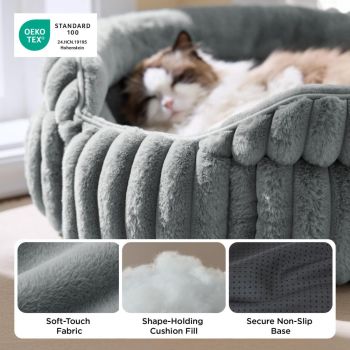 Cat Bed Plush Cat Bed Round Cat Bed Cat Furniture Cat Comfort High-Quality Cat - Navy / 23in