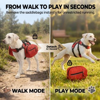 Dog Harness Storage Bags For Dogs Pet Accessories Dog Outdoor Gear High-Quality - Red - Size L