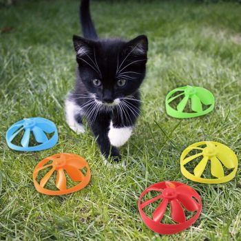 18 Pieces Interactive Cat Fetch Tracking Toys With 5 Colors Flying Propellers for Indoor Pet Kitty Training Chasing，Random color