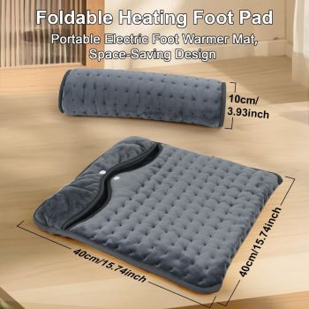 Electric Heated Foot Warmers for Men and Women 16"x16" Double Layer with 6 Temperature & 4 Timer Settings Fast Heating for Home Office Under Desk Bed Machine Washable Feet Warmers - Dark Gray - Size 16in*16in