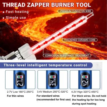 Rechargeable Thread Burner Kit Digital LCD Screen Displays for Intelligent Temperature Control Burning Pen with Three Settings of 2.7V, 3.7V and 4.2V,510 threaded battery - White - Size 3.5in