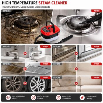 Versora Pro Car Steam Cleaner, 2500W Steam Cleaner, Lightweight High-Temp Steamer for Auto Detailing, Sofa, Tile & Grease, Large Tank + Brush Heads Included (White)