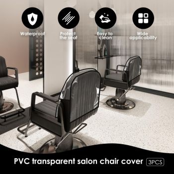 3Pcs Salon Chair Cover, PVC Clear Chair Back Covers, Waterproof Salon Chair Covers Protectors, Soft Salon Chair Back Cover, Fits Most Standard Salon Chairs Office Chairs, 20"x 15.7"x 4.7" - Pink - Size 20in