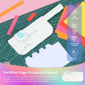 4-in-1 Tab Punch Board, Multi-Size File Tab Puncher (30-60mm) for Scrapbooking, DIY Index Label Maker for Planners & Journaling, Compact Craft Paper Punch Cutter for Folders & Gift Tags