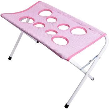 Foldable Pet Grooming Hammock with Leg Holes, Anti-Scratch Mesh Bathing Station for Cats and Small to Medium Dogs, Portable Nail Trimming and Washing Aid (Pink)