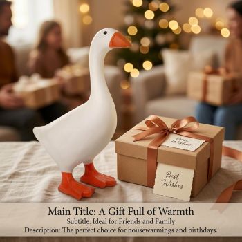 Magnetic Goose Figurine for Desk & Entryway, Cute Key Holder & Home Decor Gift (White)